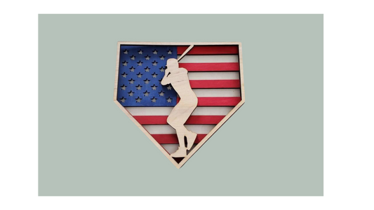 Home plate shaped American flag Baseball Hitter.